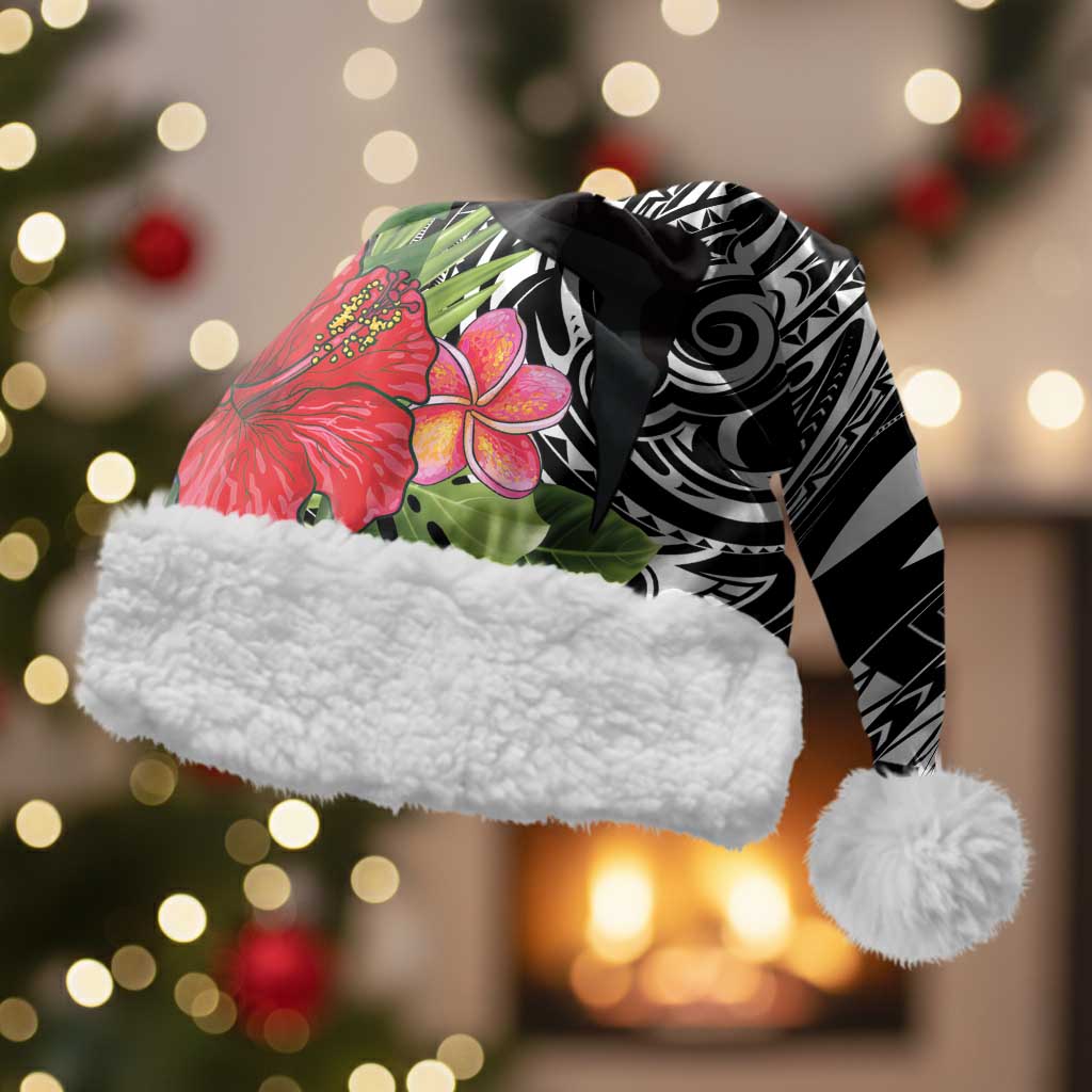 Hawaii Iwa Bird Christmas Santa Hat Great Frigatebird Kanaka Tropical Flowers - Polynesian Pride