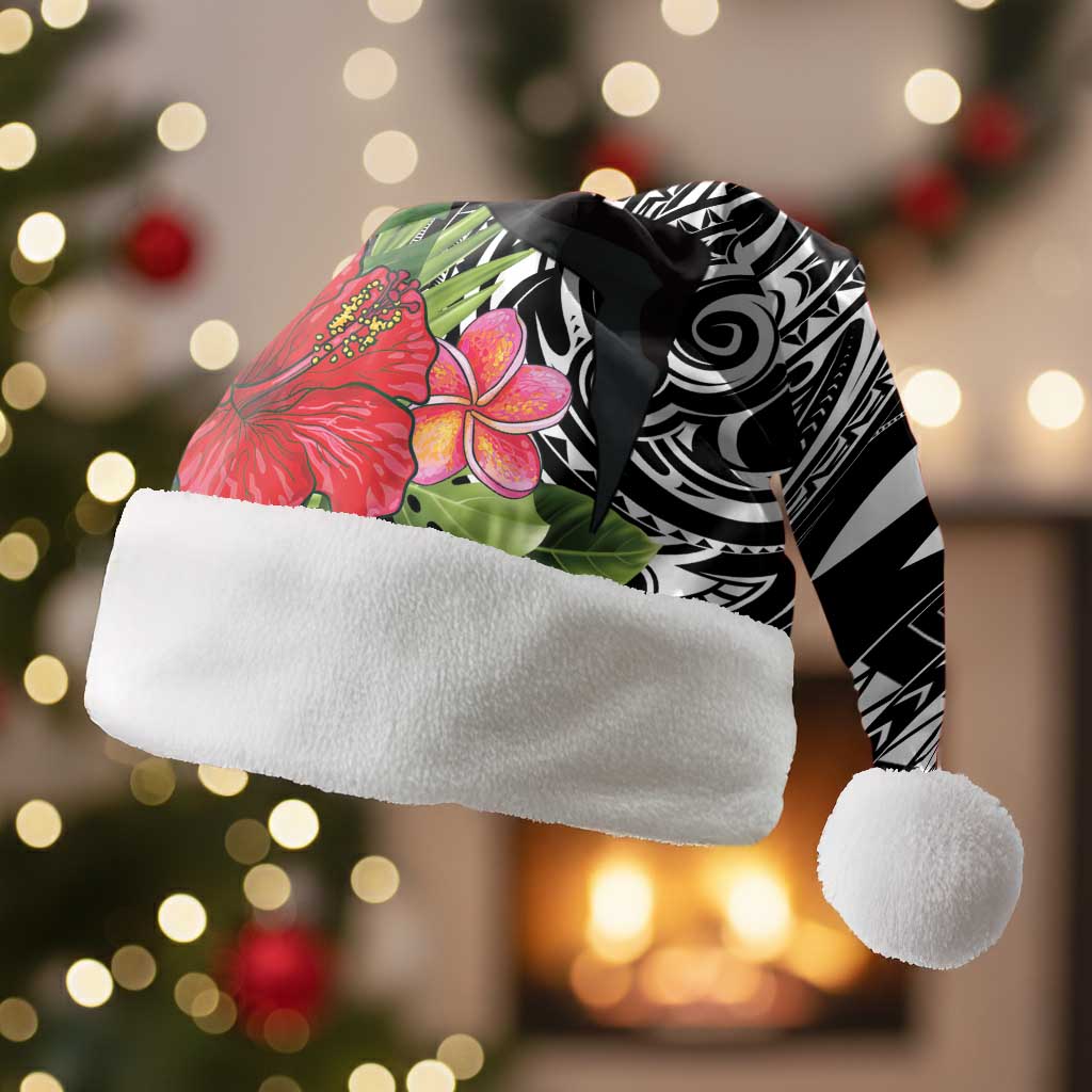 Hawaii Iwa Bird Christmas Santa Hat Great Frigatebird Kanaka Tropical Flowers - Polynesian Pride