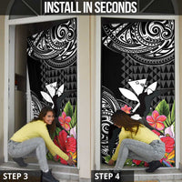 Hawaii Iwa Bird Door Cover Great Frigatebird Kanaka Tropical Flowers - Polynesian Pride