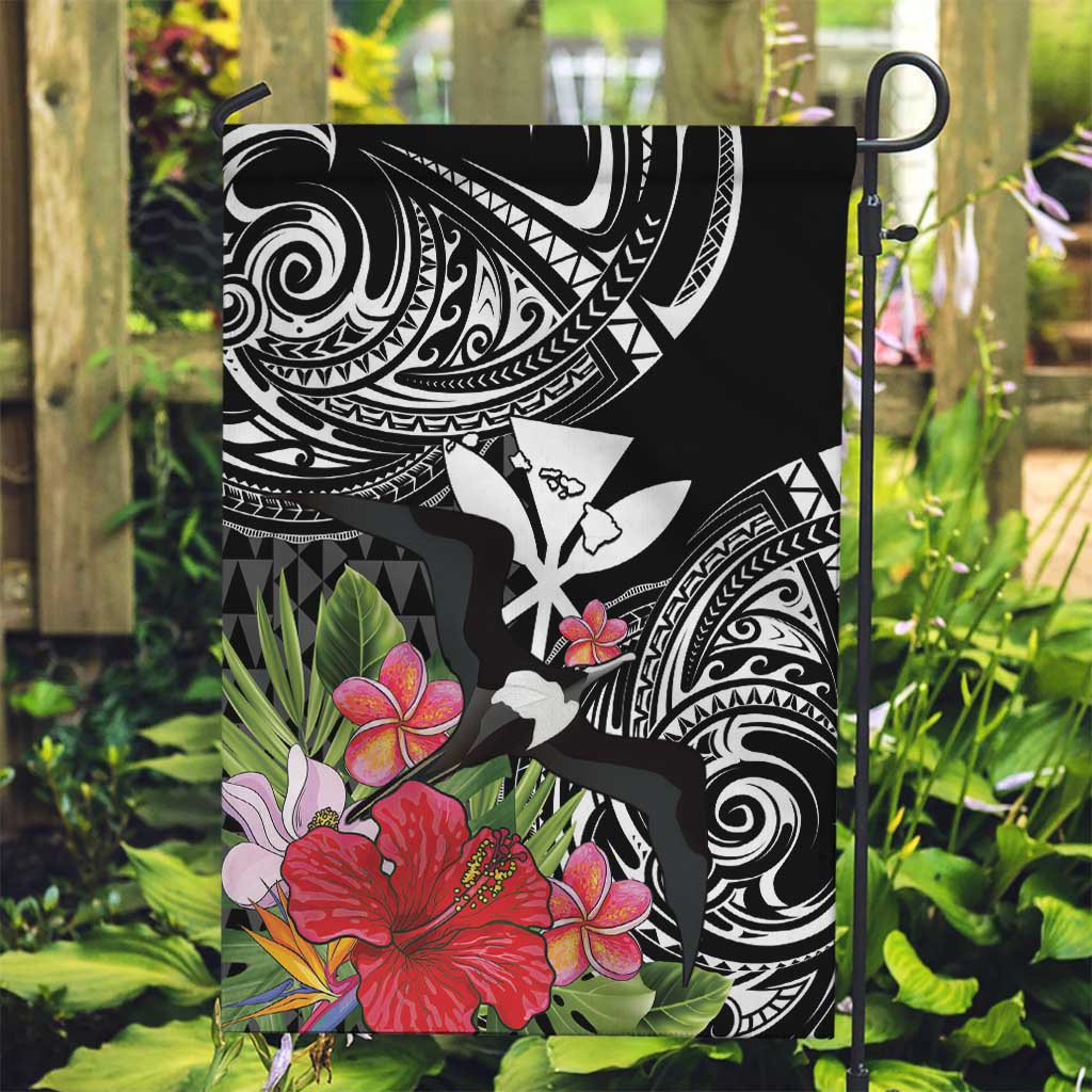 Hawaii Iwa Bird Garden Flag Great Frigatebird Kanaka Tropical Flowers - Polynesian Pride