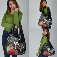 Hawaii Iwa Bird Grocery Bag Great Frigatebird Kanaka Tropical Flowers - Polynesian Pride