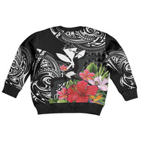 Hawaii Iwa Bird Kid Ugly Christmas Sweater Great Frigatebird Kanaka Tropical Flowers - Polynesian Pride