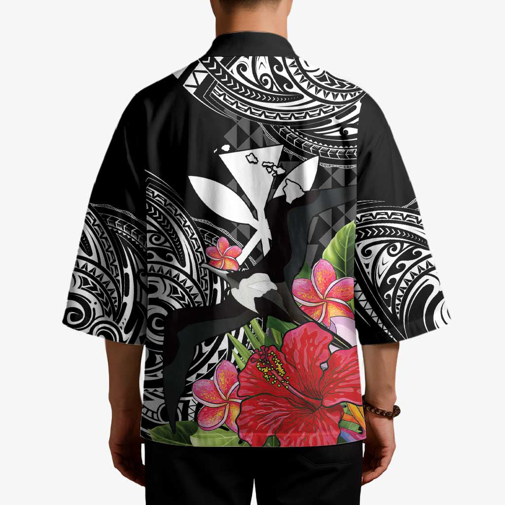 Hawaii Iwa Bird Kimono Great Frigatebird Kanaka Tropical Flowers - Polynesian Pride