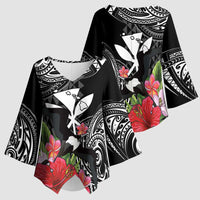 Hawaii Iwa Bird Kimono Sleeve Blouse Great Frigatebird Kanaka Tropical Flowers - Polynesian Pride