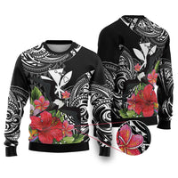 Hawaii Iwa Bird Ugly Christmas Sweater Great Frigatebird Kanaka Tropical Flowers - Polynesian Pride