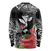 Hawaii Iwa Bird Long Sleeve Shirt Great Frigatebird Kanaka Tropical Flowers - Polynesian Pride