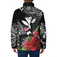 Hawaii Iwa Bird Padded Jacket Great Frigatebird Kanaka Tropical Flowers - Polynesian Pride