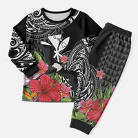 Hawaii Iwa Bird Christmas Pajama Set Great Frigatebird Kanaka Tropical Flowers - Polynesian Pride