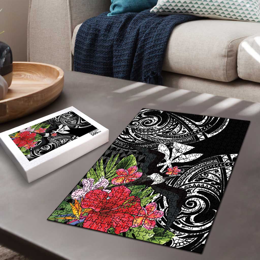 Hawaii Iwa Bird Puzzle Great Frigatebird Kanaka Tropical Flowers - Polynesian Pride