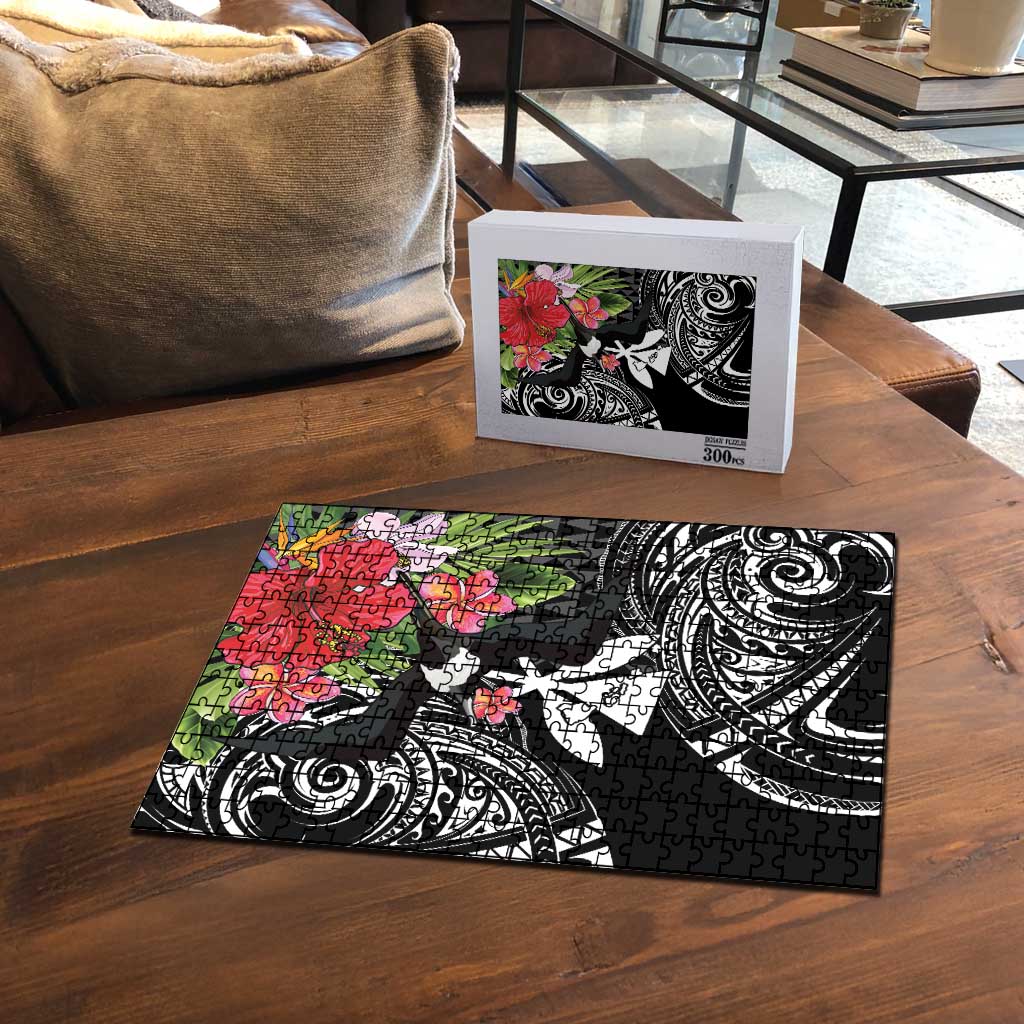 Hawaii Iwa Bird Puzzle Great Frigatebird Kanaka Tropical Flowers - Polynesian Pride