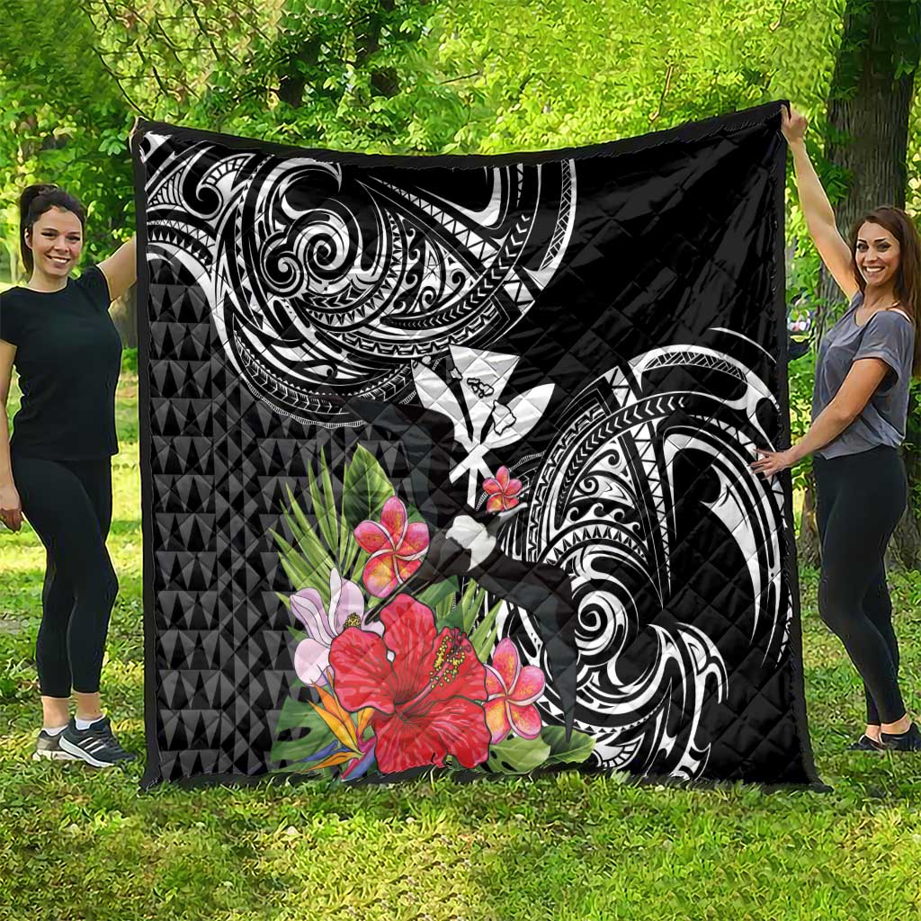 Hawaii Iwa Bird Quilt Great Frigatebird Kanaka Tropical Flowers - Polynesian Pride