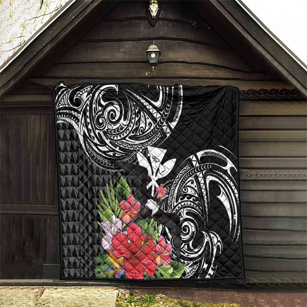 Hawaii Iwa Bird Quilt Great Frigatebird Kanaka Tropical Flowers - Polynesian Pride