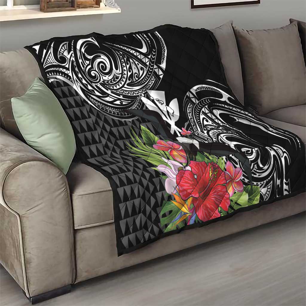 Hawaii Iwa Bird Quilt Great Frigatebird Kanaka Tropical Flowers - Polynesian Pride