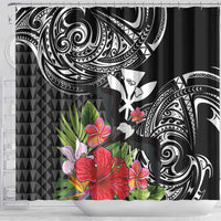 Hawaii Iwa Bird Shower Curtain Great Frigatebird Kanaka Tropical Flowers - Polynesian Pride