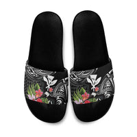 Hawaii Iwa Bird Slide Sandals Great Frigatebird Kanaka Tropical Flowers - Polynesian Pride