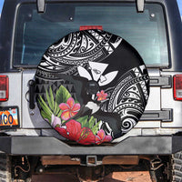 Hawaii Iwa Bird Spare Tire Cover Great Frigatebird Kanaka Tropical Flowers - Polynesian Pride