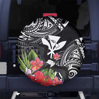 Hawaii Iwa Bird Spare Tire Cover Great Frigatebird Kanaka Tropical Flowers - Polynesian Pride