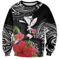 Hawaii Iwa Bird Sweatshirt Great Frigatebird Kanaka Tropical Flowers - Polynesian Pride