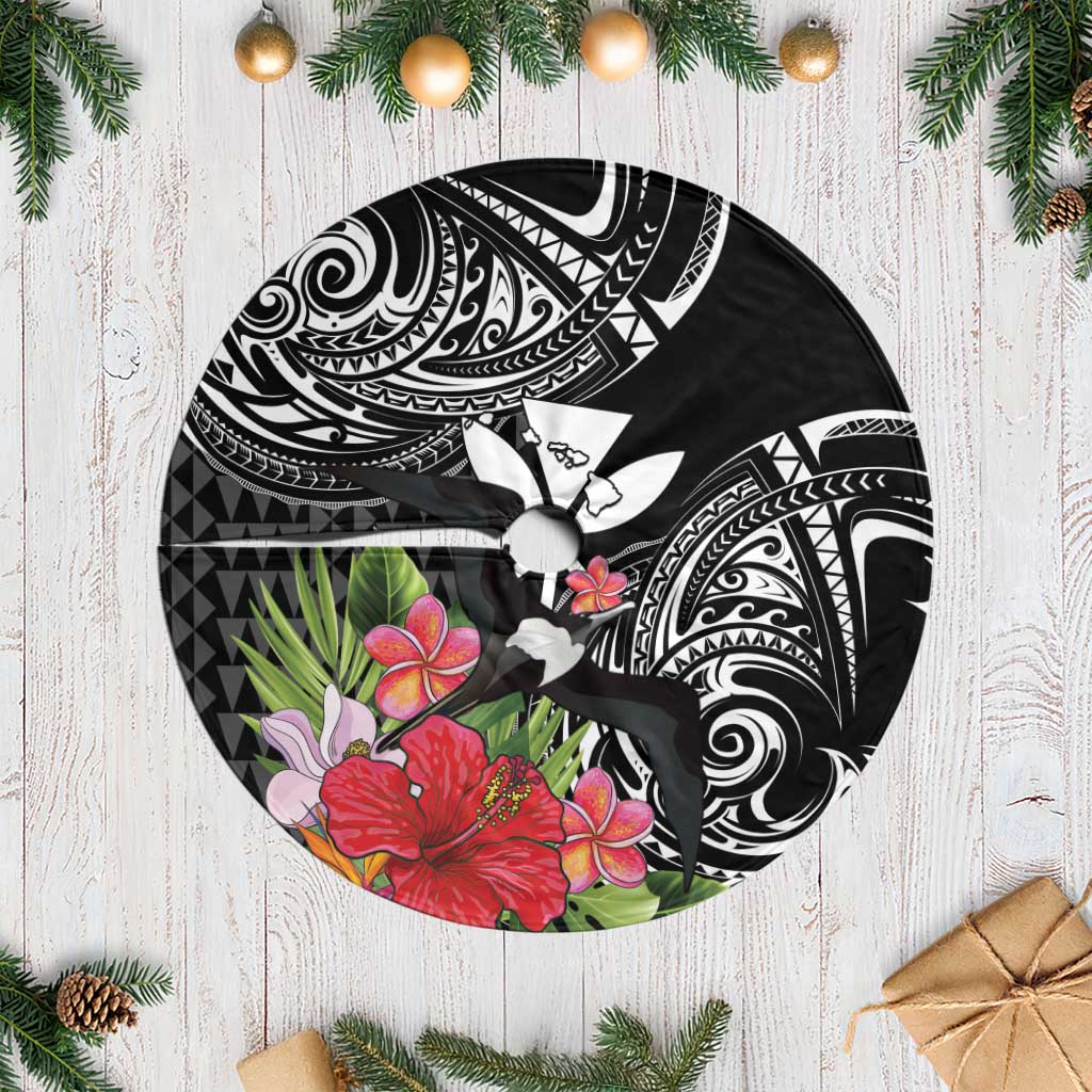 Hawaii Iwa Bird Tree Skirt Great Frigatebird Kanaka Tropical Flowers - Polynesian Pride
