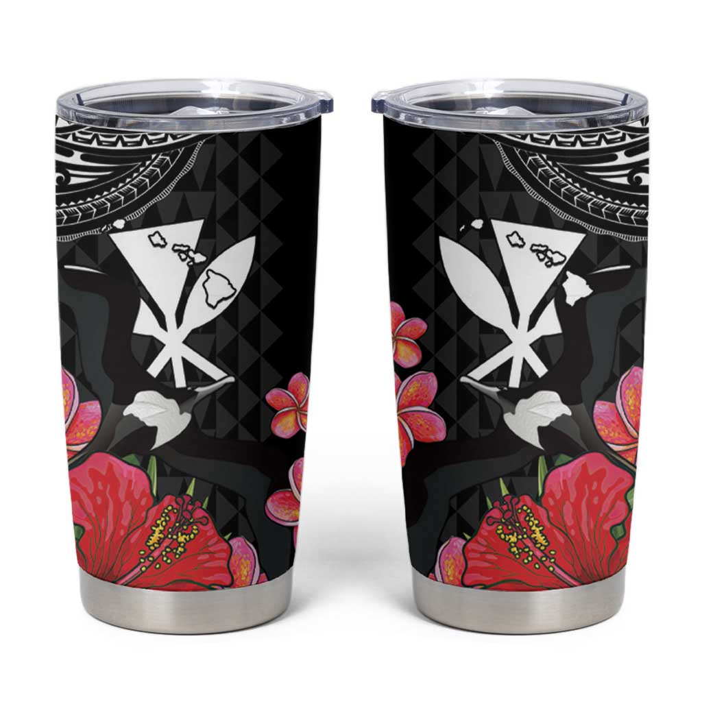Hawaii Iwa Bird Tumbler Cup Great Frigatebird Kanaka Tropical Flowers - Polynesian Pride