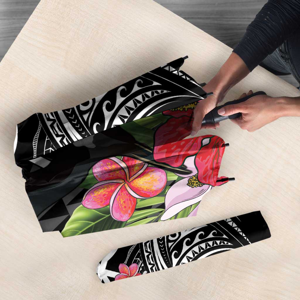 Hawaii Iwa Bird Umbrella Great Frigatebird Kanaka Tropical Flowers - Polynesian Pride
