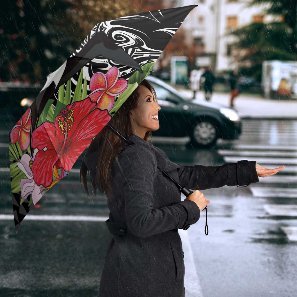 Hawaii Iwa Bird Umbrella Great Frigatebird Kanaka Tropical Flowers - Polynesian Pride