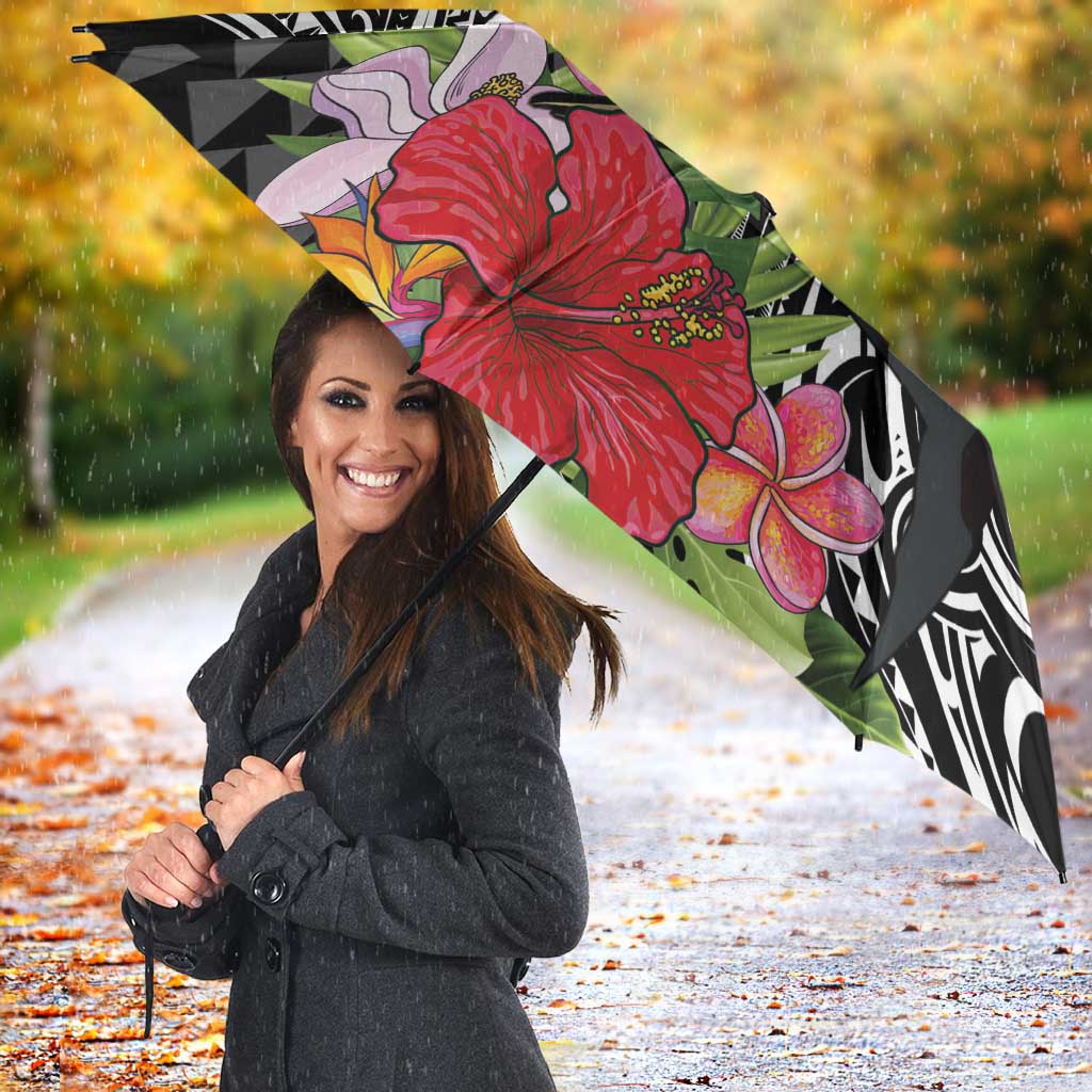 Hawaii Iwa Bird Umbrella Great Frigatebird Kanaka Tropical Flowers - Polynesian Pride