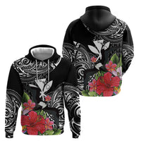 Hawaii Iwa Bird Zip Hoodie Great Frigatebird Kanaka Tropical Flowers - Polynesian Pride