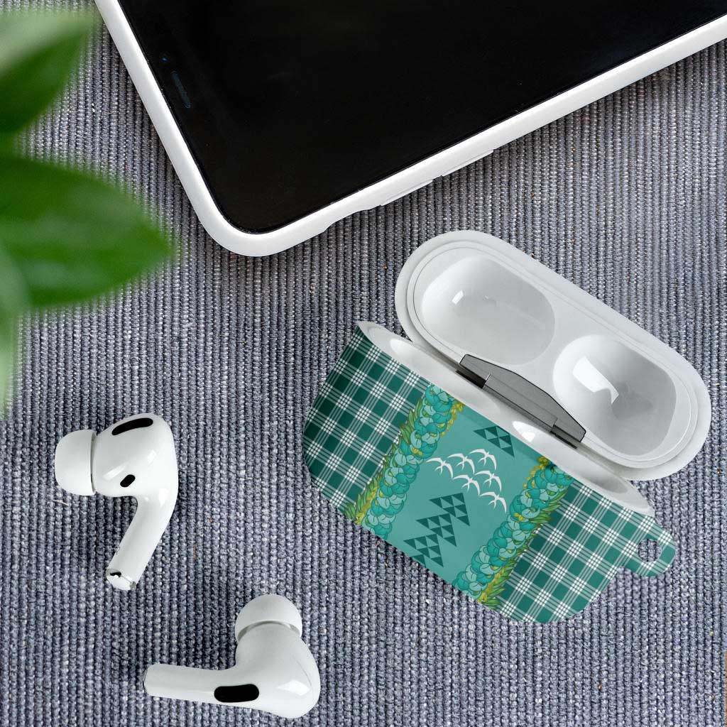 Teal Palaka Hawaii Iwa Bird AirPods Case Hawaiian Kakau Jade Vine Lei - Polynesian Pride