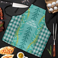 Teal Palaka Hawaii Iwa Bird Apron Hawaiian Kakau Jade Vine Lei - Polynesian Pride