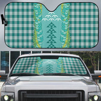 Teal Palaka Hawaii Iwa Bird Auto Sun Shade Hawaiian Kakau Jade Vine Lei - Polynesian Pride