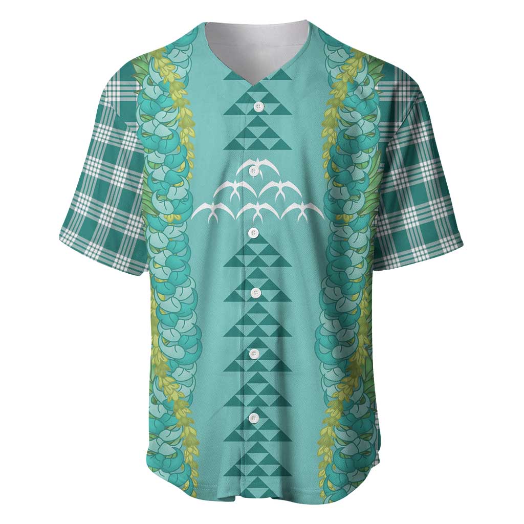 Teal Palaka Hawaii Iwa Bird Baseball Jersey Hawaiian Kakau Jade Vine Lei LT14 Teal - Polynesian Pride
