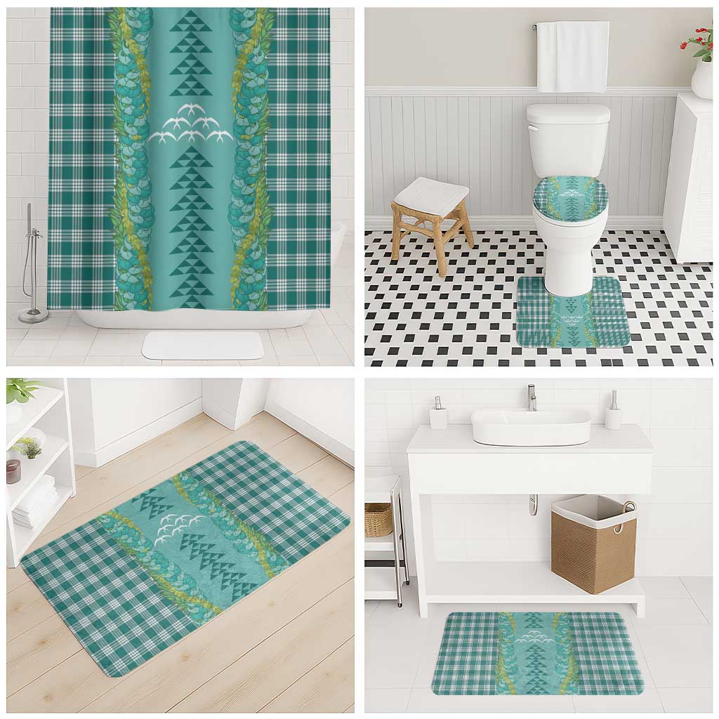 Teal Palaka Hawaii Iwa Bird Bathroom Set Hawaiian Kakau Jade Vine Lei - Polynesian Pride