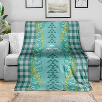 Teal Palaka Hawaii Iwa Bird Blanket Hawaiian Kakau Jade Vine Lei - Polynesian Pride