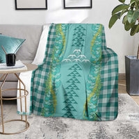 Teal Palaka Hawaii Iwa Bird Blanket Hawaiian Kakau Jade Vine Lei - Polynesian Pride