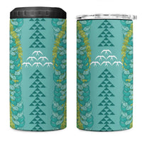 Teal Palaka Hawaii Iwa Bird 4 in 1 Can Cooler Tumbler Hawaiian Kakau Jade Vine Lei - Polynesian Pride