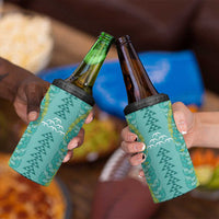 Teal Palaka Hawaii Iwa Bird 4 in 1 Can Cooler Tumbler Hawaiian Kakau Jade Vine Lei - Polynesian Pride