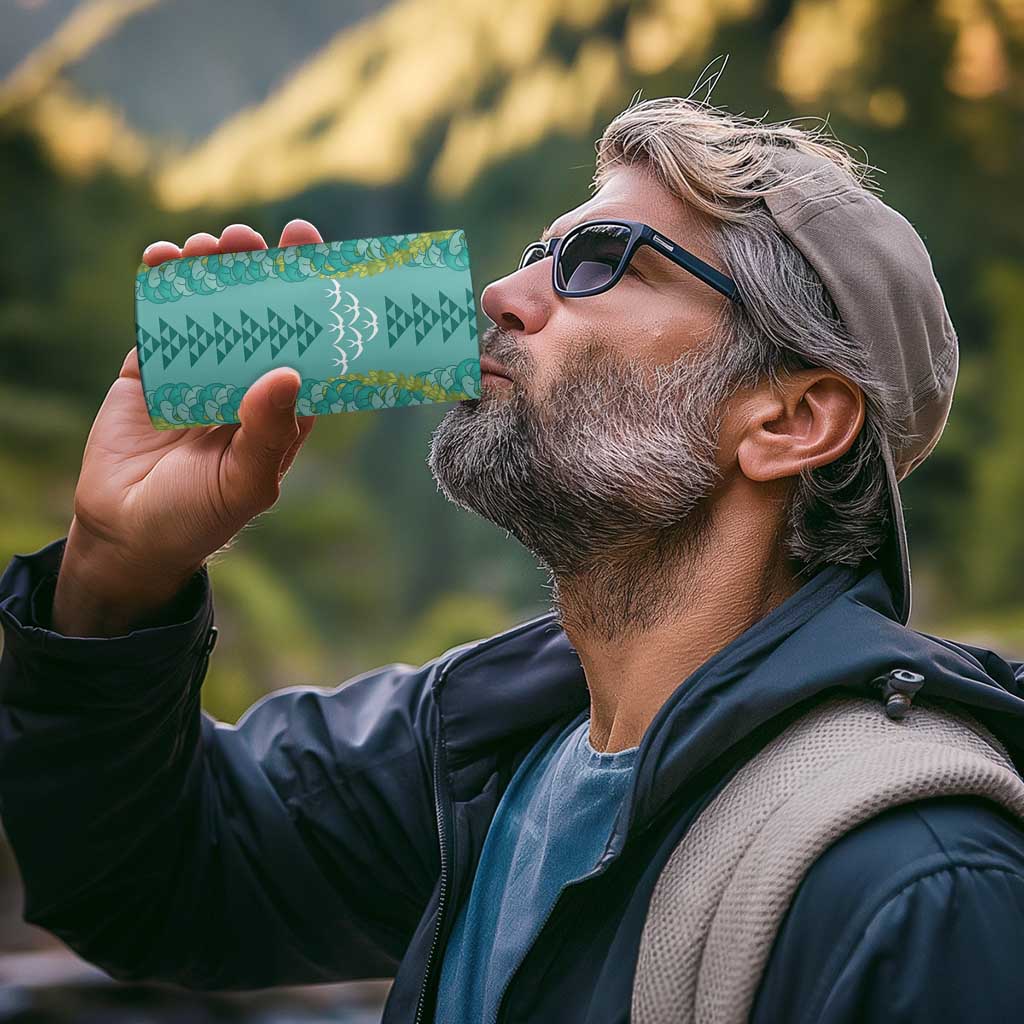 Teal Palaka Hawaii Iwa Bird 4 in 1 Can Cooler Tumbler Hawaiian Kakau Jade Vine Lei - Polynesian Pride