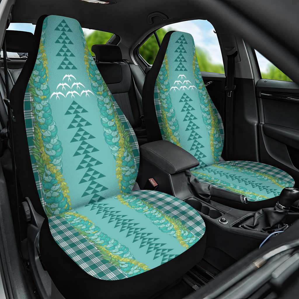 Teal Palaka Hawaii Iwa Bird Car Seat Cover Hawaiian Kakau Jade Vine Lei - Polynesian Pride