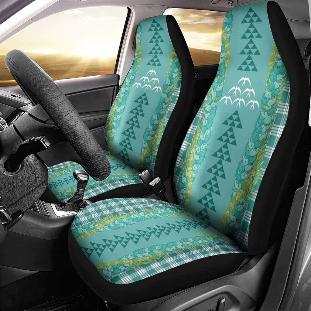 Teal Palaka Hawaii Iwa Bird Car Seat Cover Hawaiian Kakau Jade Vine Lei - Polynesian Pride
