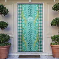 Teal Palaka Hawaii Iwa Bird Door Cover Hawaiian Kakau Jade Vine Lei - Polynesian Pride