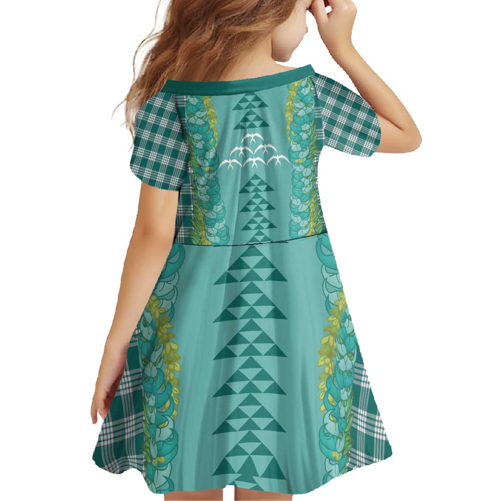 Teal Palaka Hawaii Iwa Bird Family Matching Tank Maxi Dress and Hawaiian Shirt Hawaiian Kakau Jade Vine Lei - Polynesian Pride