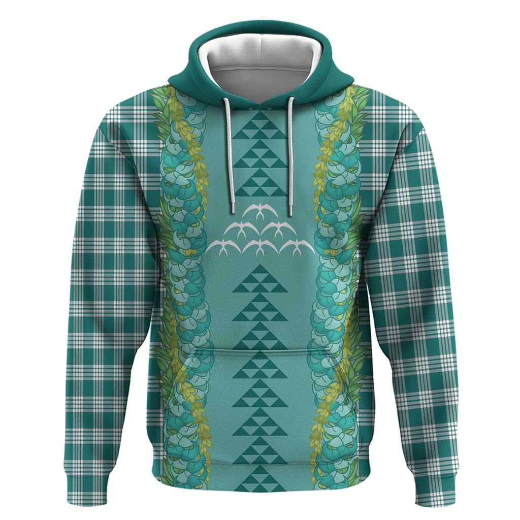 Teal Palaka Hawaii Iwa Bird Hoodie Hawaiian Kakau Jade Vine Lei LT14 Pullover Hoodie Teal - Polynesian Pride