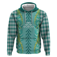 Teal Palaka Hawaii Iwa Bird Hoodie Hawaiian Kakau Jade Vine Lei LT14 Pullover Hoodie Teal - Polynesian Pride