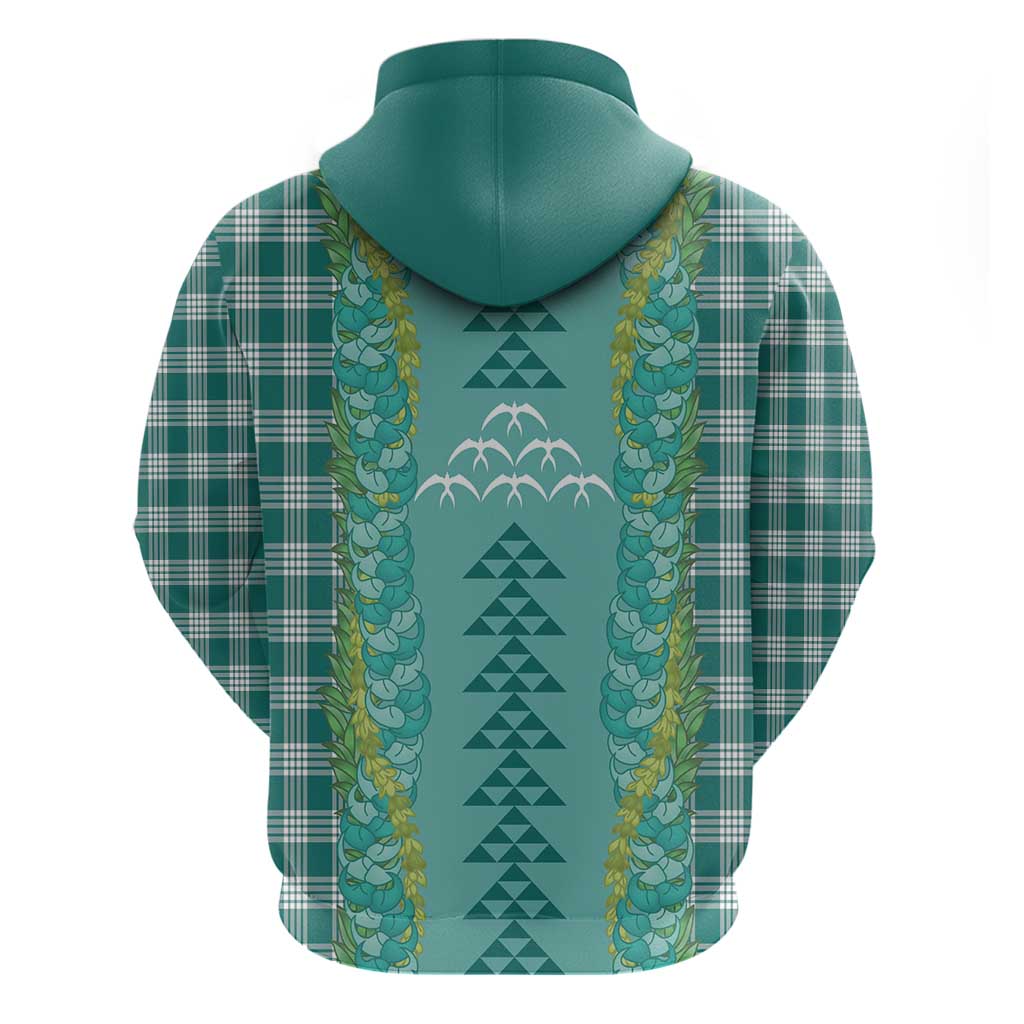 Teal Palaka Hawaii Iwa Bird Hoodie Hawaiian Kakau Jade Vine Lei LT14 - Polynesian Pride