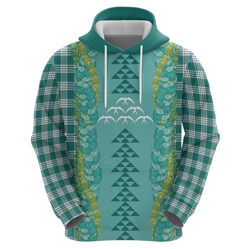 Teal Palaka Hawaii Iwa Bird Hoodie Hawaiian Kakau Jade Vine Lei LT14 - Polynesian Pride