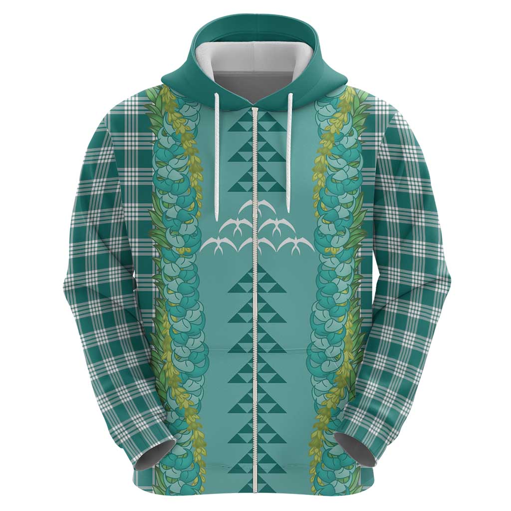 Teal Palaka Hawaii Iwa Bird Hoodie Hawaiian Kakau Jade Vine Lei LT14 - Polynesian Pride