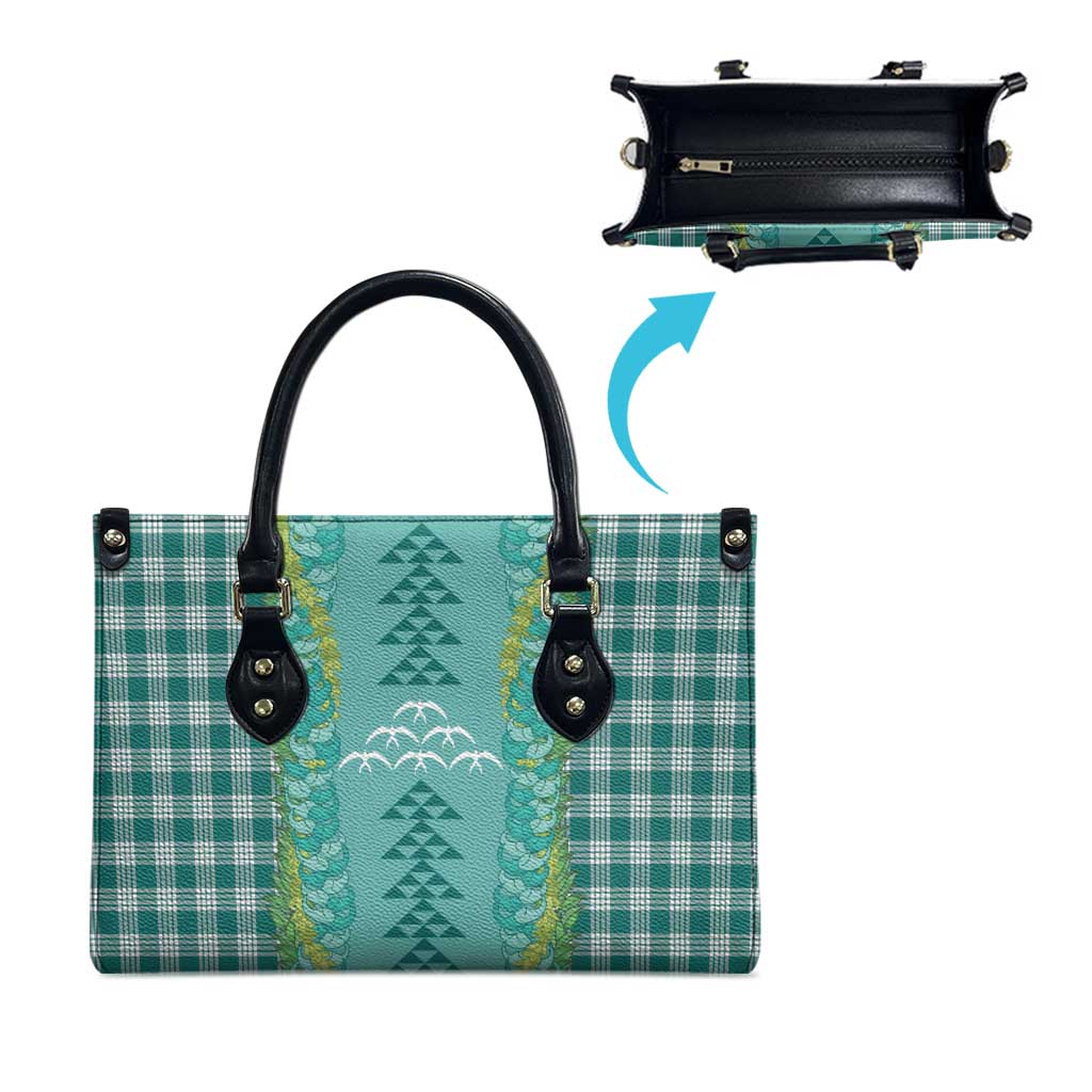 Teal Palaka Hawaii Iwa Bird Leather Bag Hawaiian Kakau Jade Vine Lei - Polynesian Pride