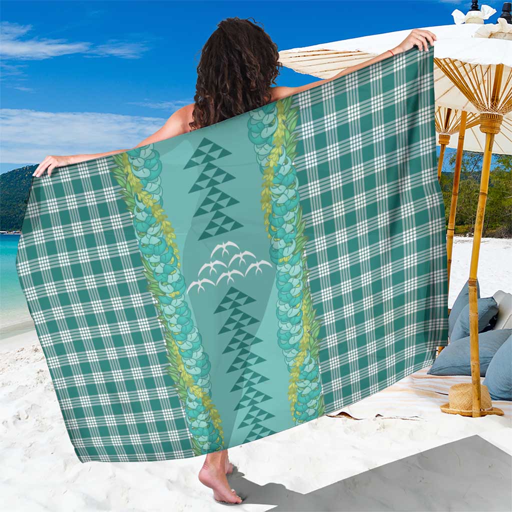 Teal Palaka Hawaii Iwa Bird Sarong Hawaiian Kakau Jade Vine Lei LT14 One Size 44 x 66 inches Teal - Polynesian Pride