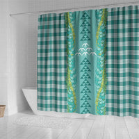 Teal Palaka Hawaii Iwa Bird Shower Curtain Hawaiian Kakau Jade Vine Lei - Polynesian Pride
